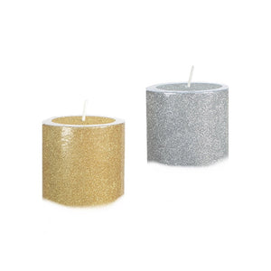 Assorted 2.75" X 2.75" Glitter Pillar Candle, INDIVIDUALLY SOLD