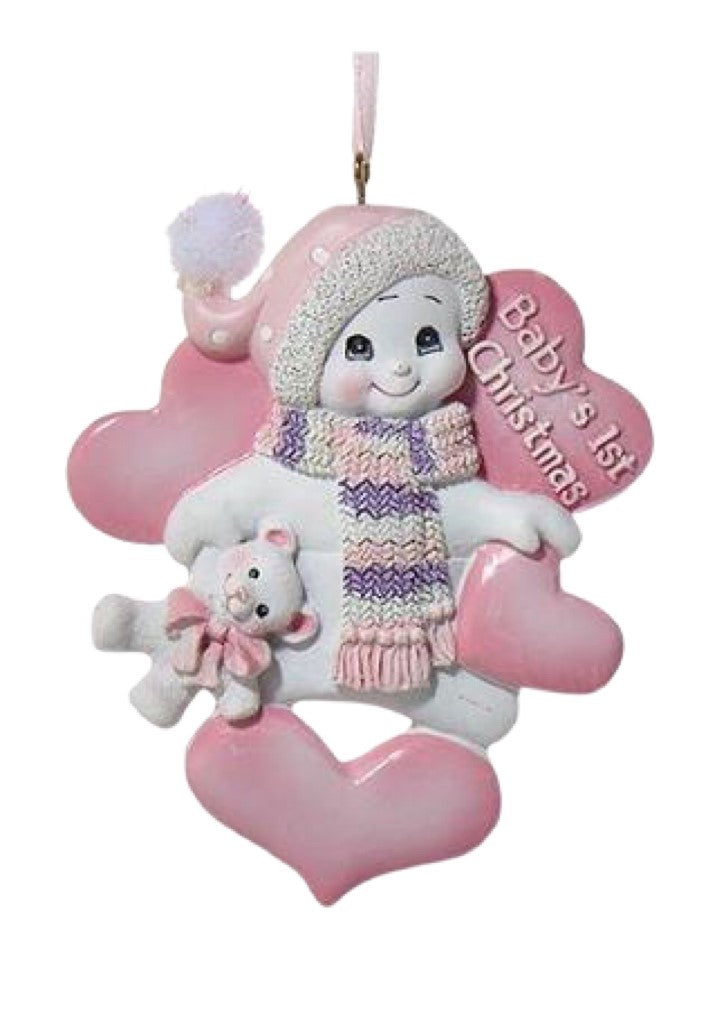 Baby's First Snow Girl With Bear Ornament