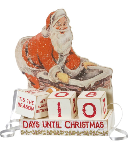 Vintage Santa Advent Calendar Countdown With Blocks