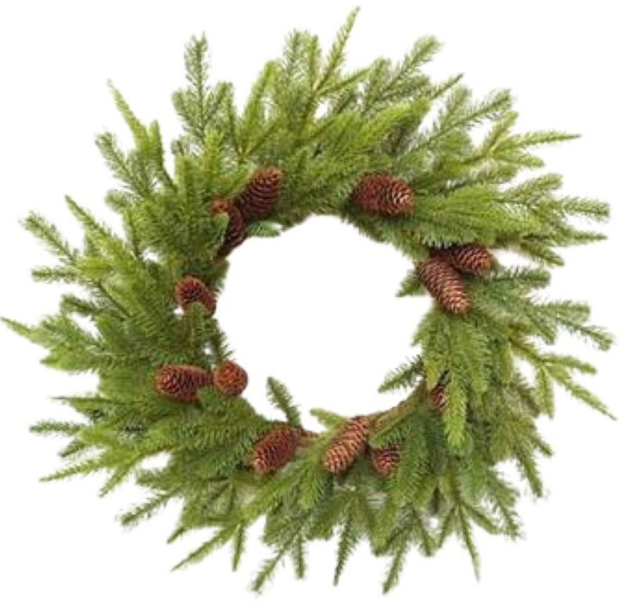 28" Pine And Pinecone Wreath