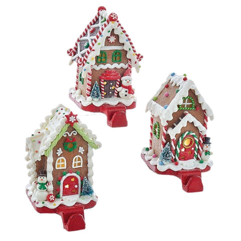 Assorted Lit Gingerbread House Stocking Holder, INDIVIDUALLY SOLD