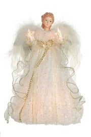 12" Lit Angel In Ivory Dress Tree Topper