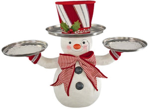Tabletop Snowman With Serving Trays