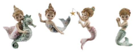 Assorted Mermaid Girl Ornament, INDIVIDUALLY SOLD