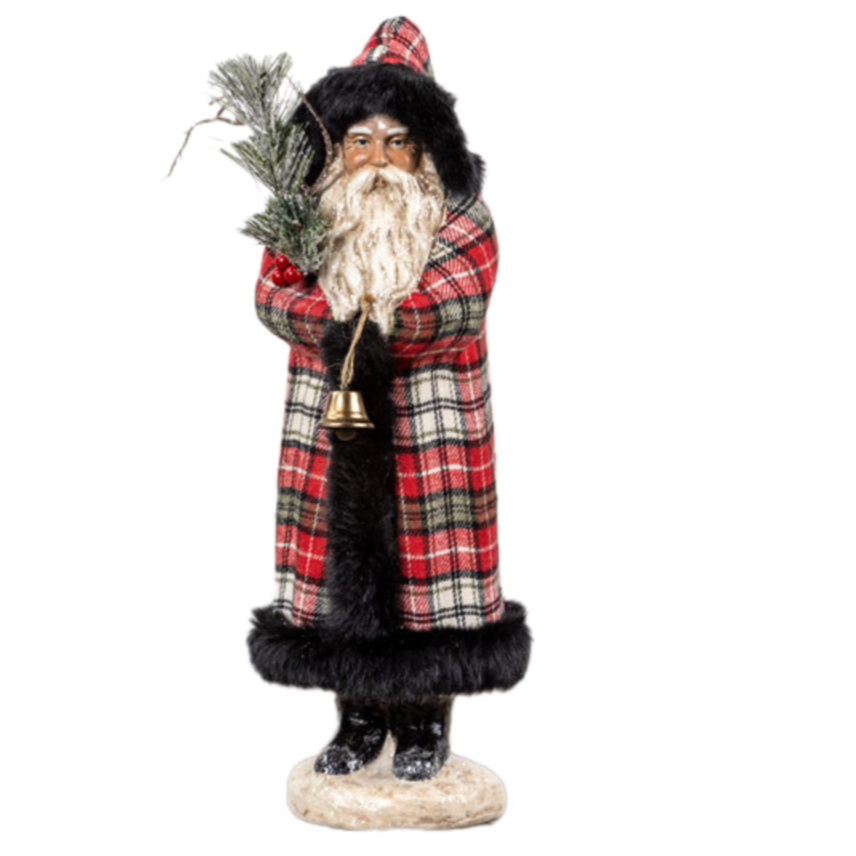 14" Small Tartan Santa Figurine