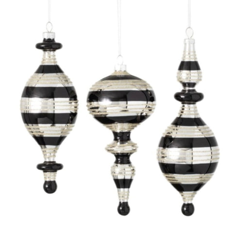 Assorted Black And White Finial Ornament, INDIVIDUALLY SOLD