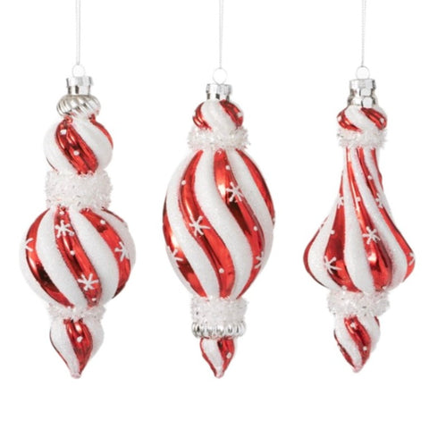 Assorted Candy Striped Finial Ornament, INDIVIDUALLY SOLD