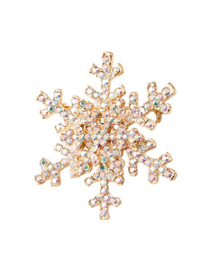Gold Iridescent Snowflake Brooch