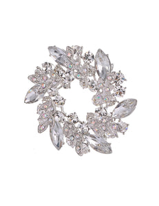 Crystal And Rhinestone Wreath Brooch