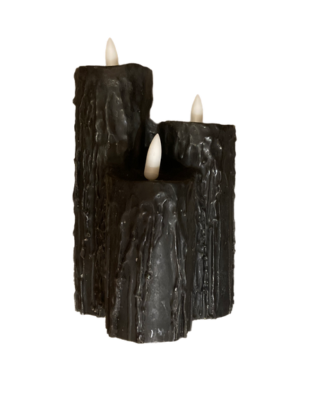 4" X 7" Pillar Cluster Flameless Candle: Black