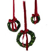 Assorted Boxwood Wreath With Burgundy Ribbon, INDIVIDUALLY SOLD