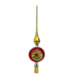 11" Red And Gold Reflector Finial Tree Topper