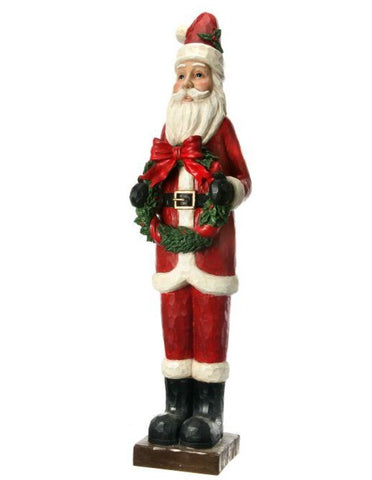 4' Slim Santa With Wreath Figurine