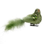 Green Glitter Clip On Bird Ornament