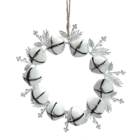 7.5" White Metal Bell Wreath