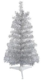3' Silver Tinsel Christmas Tree NON LIT