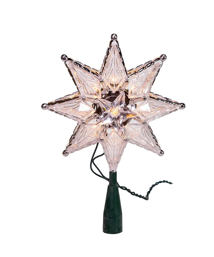 8" 8 Point Lit Clear Star Tree Topper