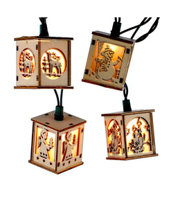 Mini Wooden Lantern Lights Set Of 10