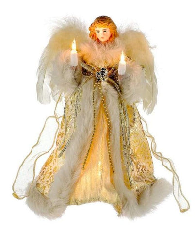10" Lit Angel In Gold Dress Tree Topper