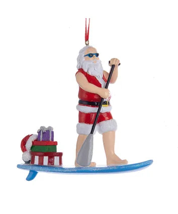 Santa Paddle Boarding Ornament