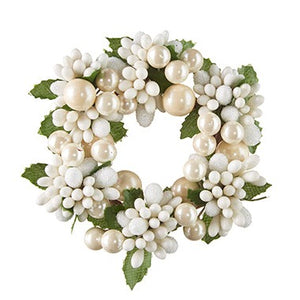 4.5" White Beaded Votive Candle Ring