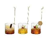 Assorted Cocktail In Low Ball Glass Ornament, INDIVIDUALLY SOLD