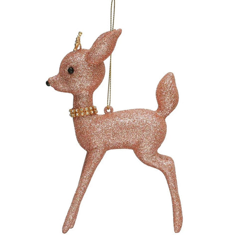 Pink Glitter Deer Ornament