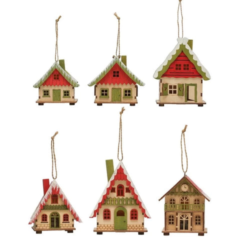 Assorted Red And Green LED House Ornament, INDIVIDUALLY SOLD
